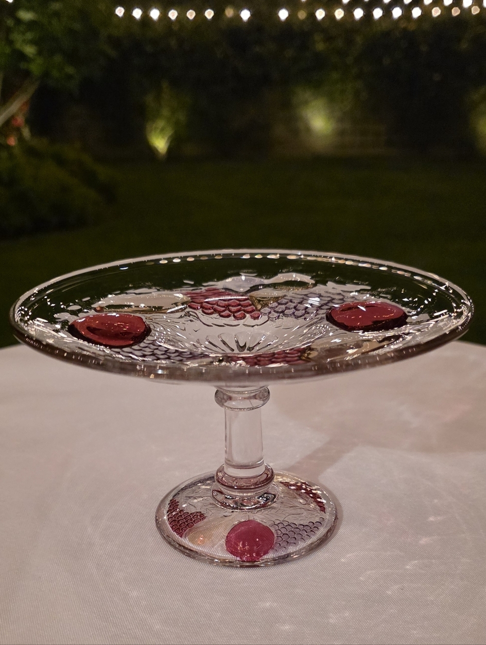 Vintage Westmoreland Crystal Della Robbia 6.5" Mint Compot Pedestal Dish